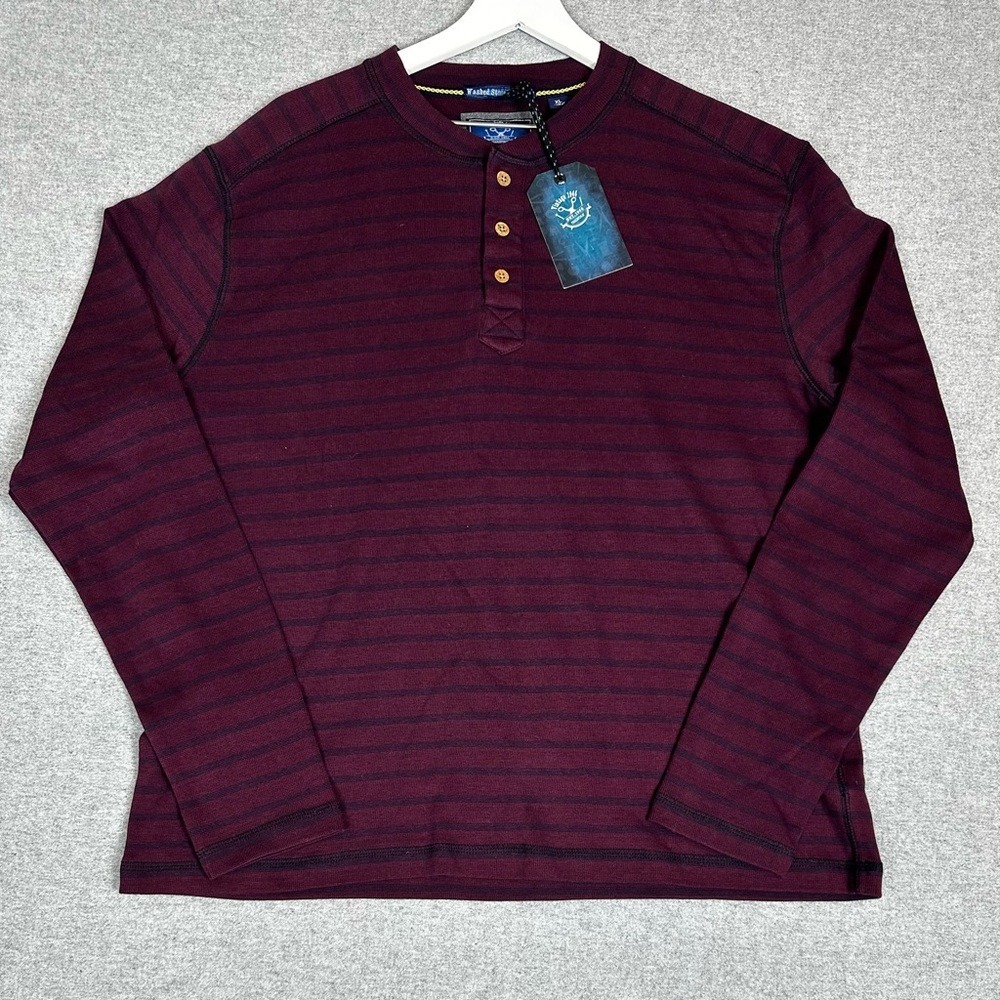 Vintage 1946 Pullover Sweater Mens XL Henley Long Sleeve Shirt Striped New